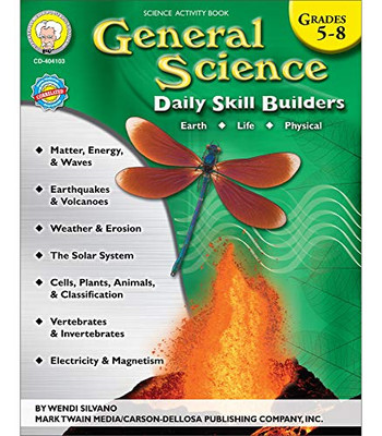 Mark Twain Media General Science Workbook?Grades 5-8 Earth, Space, Life, And Physical Science Activity Book, Weather, Energy, Electricity, The Solar ... Of Elements (96 Pgs) (Daily Skill Builders)