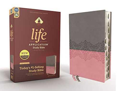 Niv, Life Application Study Bible, Third Edition, Leathersoft, Gray/Pink, Red Letter, Thumb Indexed