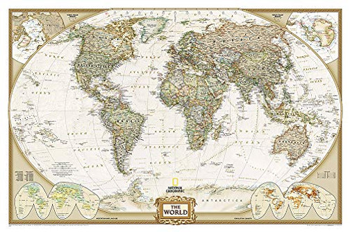 National Geographic: World Executive Wall Map - Laminated (46 X 30.5 Inches) (National Geographic Reference Map)