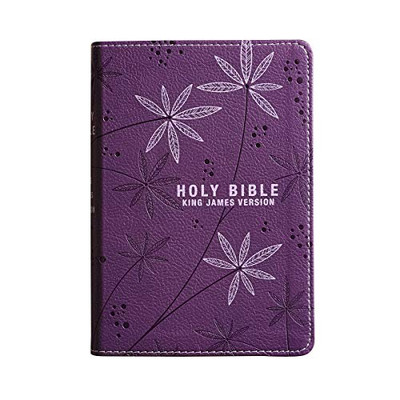 Kjv Holy Bible, Compact Floral Purple Faux Leather W/Ribbon Marker, Red Letter, King James Version