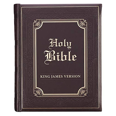 Kjv Holy Bible, Heirloom Family Bible, Dark Brown Faux Leather W/Ribbon Markers, King James Version, Padded Hardcover