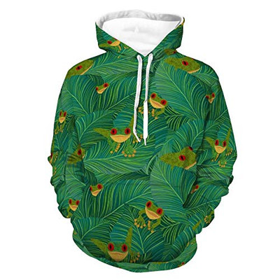 Women Men Hoodies 3D Print Unisex Comfy Hoodie Pullover Sweatshirt Tropical Tree Frog Pattern Autumn Outfit With Pocket For Jogging Holiday