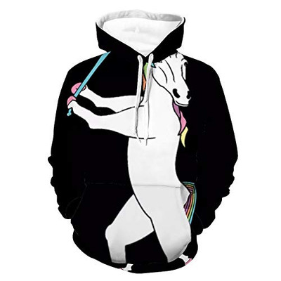 Unisex Women Men Hoodies Long Sleeve Fashionable Pullover Hooded Sweatshirt Unicorn Softball Pattern Autumn Outfit For Christmas Outdoor