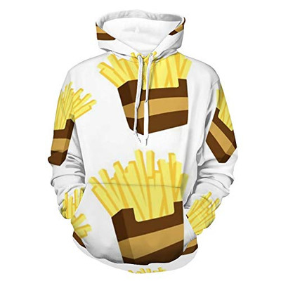 Unisex Women Men Hoodies Long Sleeve Classic Pullover Sweatshirt French Fries Pattern Autumn Outfit For Jogging Holiday