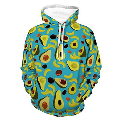 Women Men Hoodies 3D Print Unisex Stretchy Hooded Sweatshirts Avocado Navy Pattern Pattern Autumn Outfit With Pocket For Vacation Street