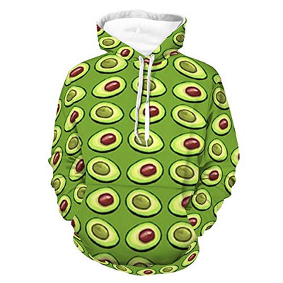 Unisex Long Sleeve Hooded Sweatshirt Tops Womens Mens Avocado Greenery Pattern Fashion Hooded T-Shirts With Pocket