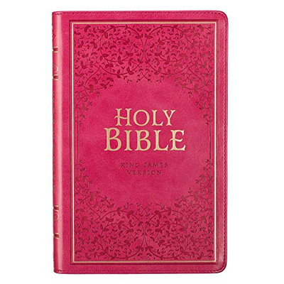 KJV Holy Bible, Standard Size, Pink Faux Leather w/Thumb Index and Ribbon Marker, Red Letter, King James Version