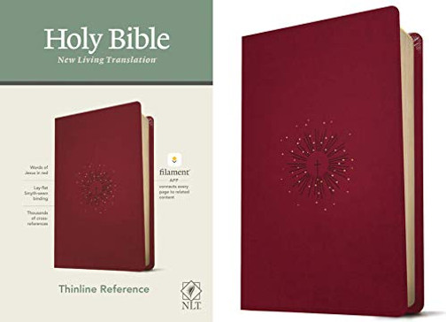 NLT Thinline Reference Holy Bible (Red Letter, LeatherLike, Aurora Cranberry): Includes Free Access to the Filament Bible App Delivering Study Notes, Devotionals, Worship Music, and Video