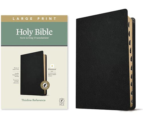 NLT Large Print Thinline Reference Holy Bible (Red Letter, Genuine Leather, Black, Indexed): Includes Free Access to the Filament Bible App Delivering ... Notes, Devotionals, Worship Music, and Video