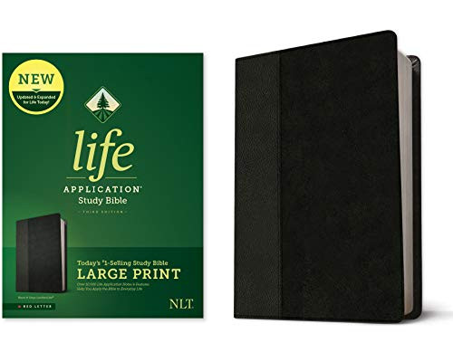 Tyndale NLT Life Application Study Bible, Third Edition, Large Print (LeatherLike, Black/Onyx, Red Letter)  New Living Translation Bible, Large Print Study Bible for Enhanced Readability