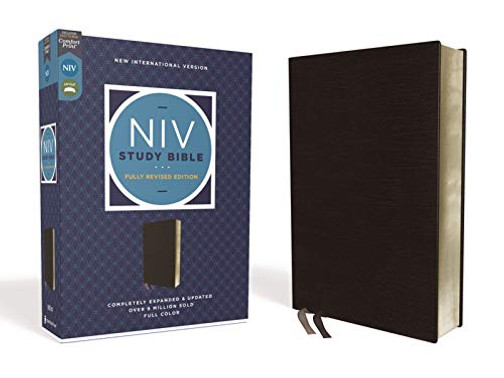 NIV Study Bible, Fully Revised Edition, Bonded Leather, Black, Red Letter, Comfort Print
