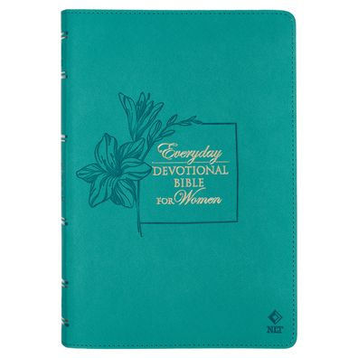NLT Holy Bible Everyday Devotional Bible for Women New Living Translation Vegan Leather, Teal Debossed