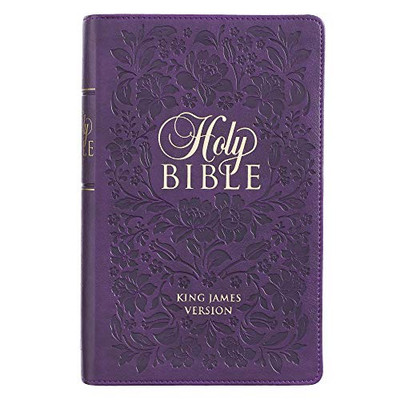 KJV Holy Bible, Giant Print Standard Size, Purple Faux Leather w/Ribbon Marker, Red Letter, King James Version