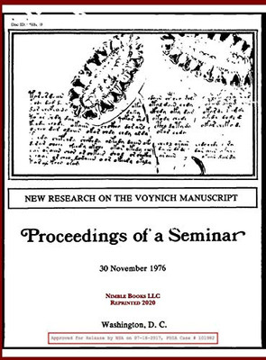 New Research on the Voynich Manuscript: Proceedings of a Seminar (Foia Reading Room)