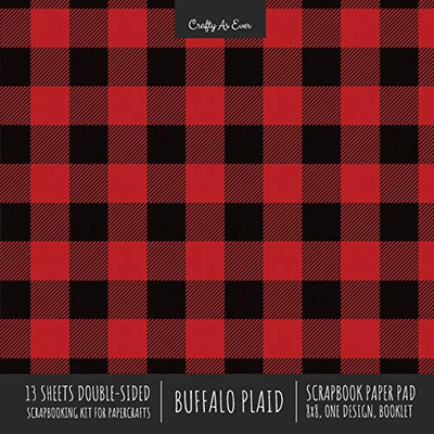 Buffalo Plaid Scrapbook Paper Pad 8x8 Decorative Scrapbooking Kit for Cardmaking Gifts, DIY Crafts, Printmaking, Papercrafts, Red and Black Check Designer Paper