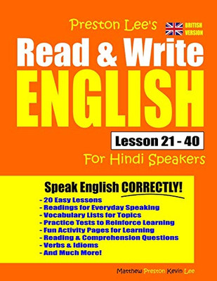 Preston Lee's Read & Write English Lesson 21 - 40 For Hindi Speakers (British Version) (Preston Lee's English For Hindi Speakers (British Version))
