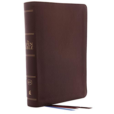 The KJV, Open Bible, Genuine Leather, Brown, Red Letter, Comfort Print: Complete Reference System