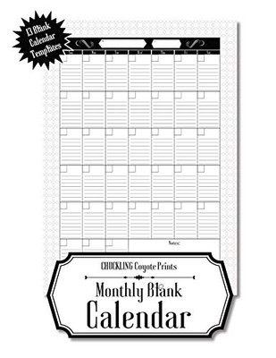 Monthly Blank Calendar : 8.5x11 Undated Calendar Fillable Templates for Office, School Or Home, Sun-Sat, Pages For Notes And To-Do Agenda