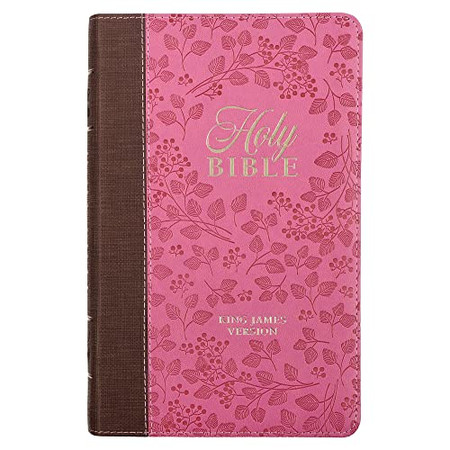 Kjv Giant Print Bible Two-Tone Brown/Pink Faux Leather