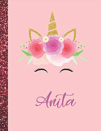 Anita: Anita Marble Size Unicorn SketchBook Personalized White Paper for Girls and Kids to Drawing and Sketching Doodle Taking Note Size 8.5 x 11