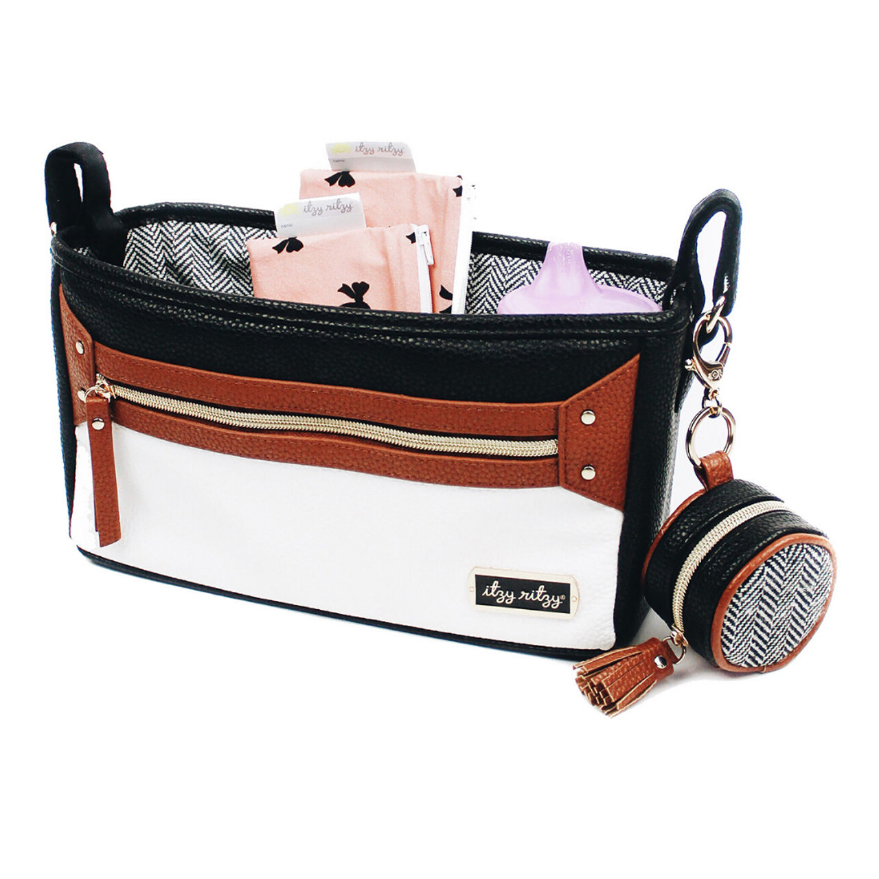 itzy ritzy stroller caddy coffee and cream