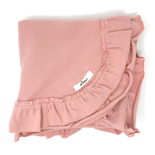 oh baby! Ruffle Trimmed Layette Blanket | Brushed Pink