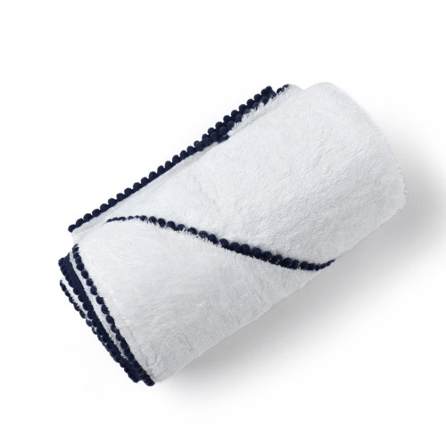  Bamboo Cotton Pom Pom Hooded Towel | Navy | Malabar Baby