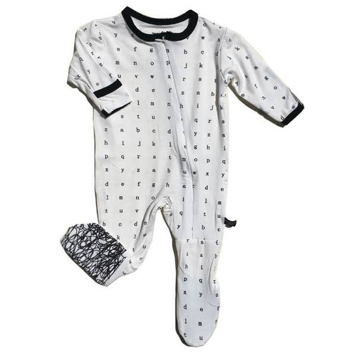  Typewriter White Bamboo Footed Sleeper | Peregrine Kidswear