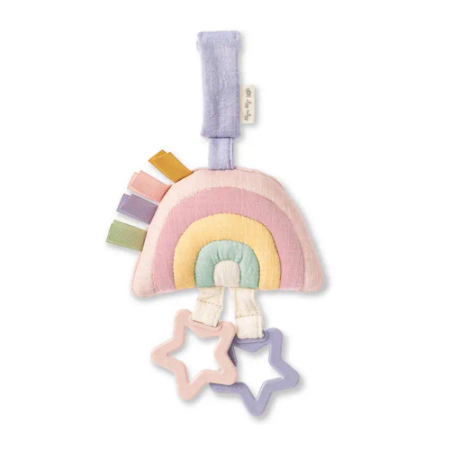 Bitzy Bespoke Ritzy Jingle Attachable Travel Toy | Pastel Rainbow | Itzy Ritzy
