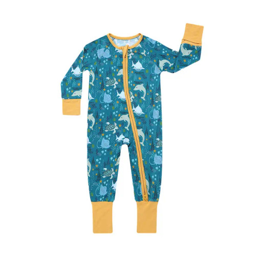 Ocean Friends Viscose Baby Convertible Bamboo Zippy Pajama | Emerson and Friends