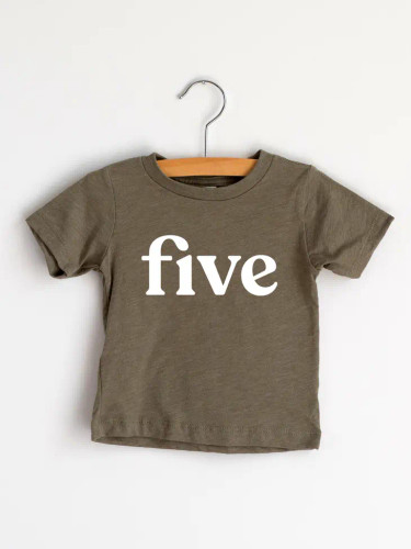 Five Modern Birthday Shirt Kids Tee | Olive | Gladfolk