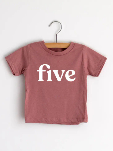 Five Modern Birthday Shirt Kids Tee | Mauve | Gladfolk