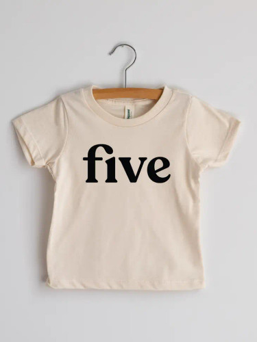 Five Modern Birthday Shirt Kids Tee | Cream | Gladfolk