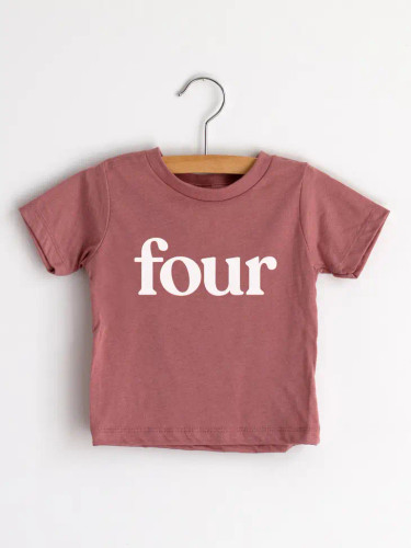 Four Modern Birthday Shirt Kids Tee | Mauve | Gladfolk