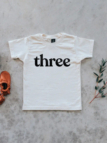 Three Modern Birthday Shirt Kids Tee | Cream | Gladfolk