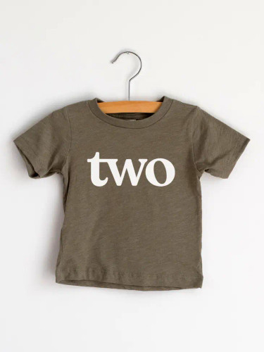 Two Modern Birthday Shirt Kids Tee | Olive | Gladfolk