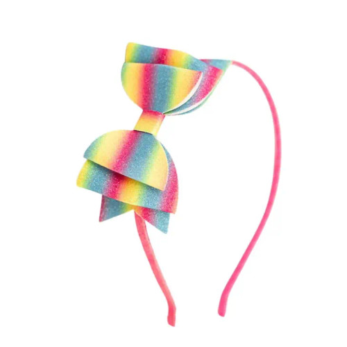 Rainbow Ombre Bow Hard Headband | Sweet Wink