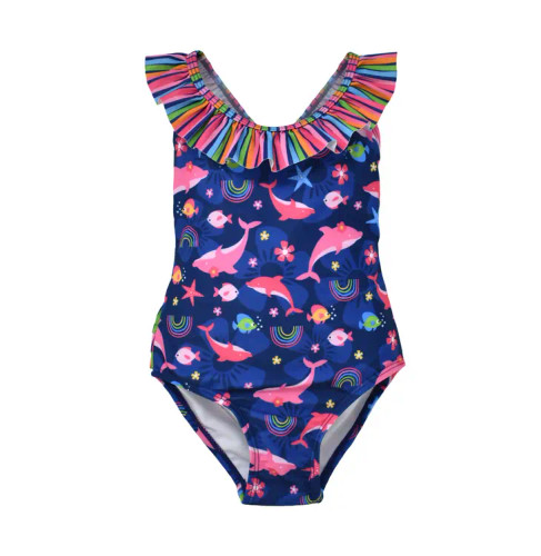 UPF 50+ Mindy Crossback Swimsuit | Dolphin Daydream | Flap Happy