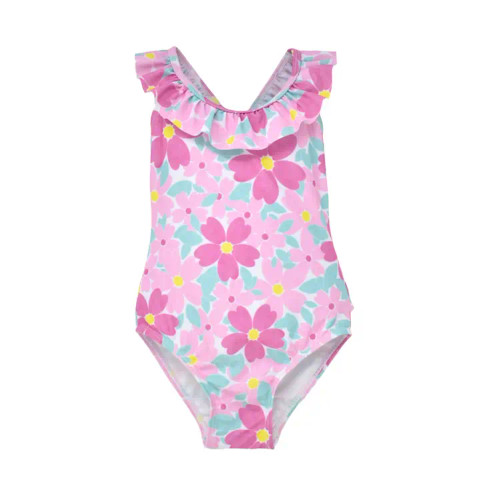 UPF 50+ Mindy Crossback Swimsuit | Painted Flowers | Flap Happy