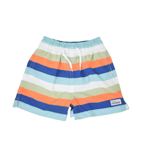 UPF 50+ Wesley Swim Trunks with Mesh Liner | Venice Stripe | Flap Happy