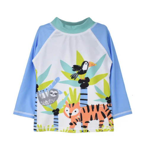 UPF50+ Boys Graphic Rash Guard Swim Top | Wild Jungle  | Flap Happy