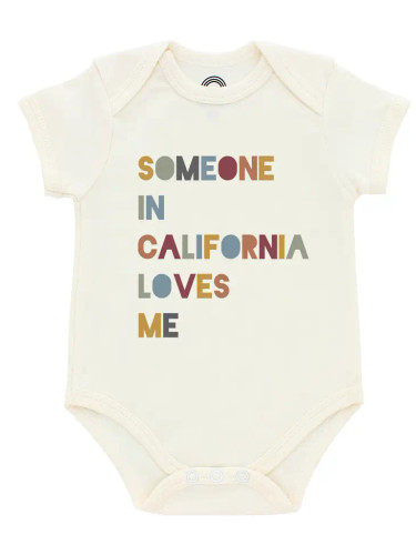 Someone in California Loves Me Short Sleeve Baby Onesie | Emerson and Friends
