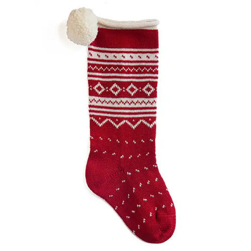 Nordic Roll Cuff Stocking | Red | Melange Collection