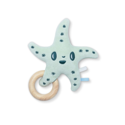 Teal Sea Star Teething Rattle | Apple Park