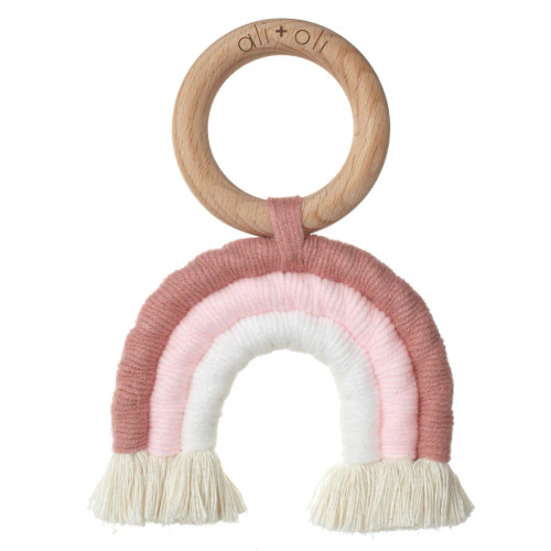 Mini-Macramé Rainbow Teething Toy for Baby | Pink | Ali Oli