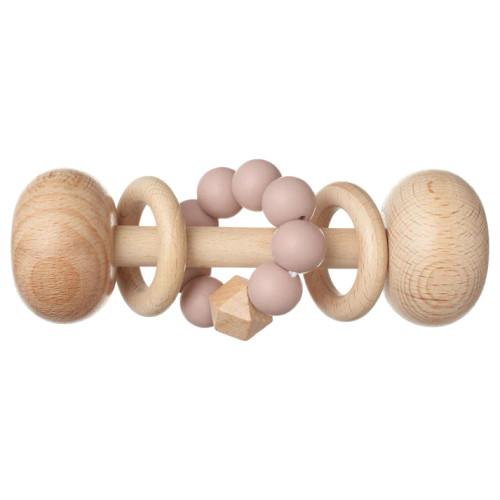 Wooden Rattle Toys for Babies with Blush Silicone Beads | Ali Oli