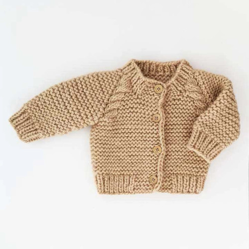  Latte Garter Stitch Cardigan Sweater for Babies and Toddlers | Huggalugs