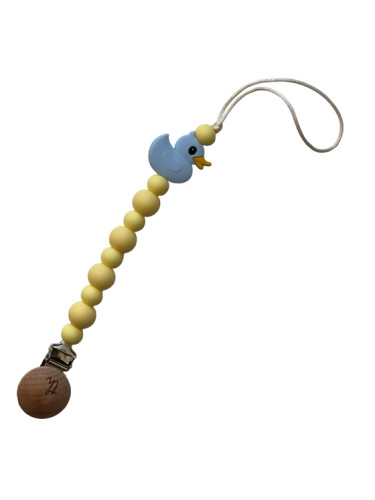 Ducky Pacifier Toy Clip & Teether | Baby Blue | Three Hearts