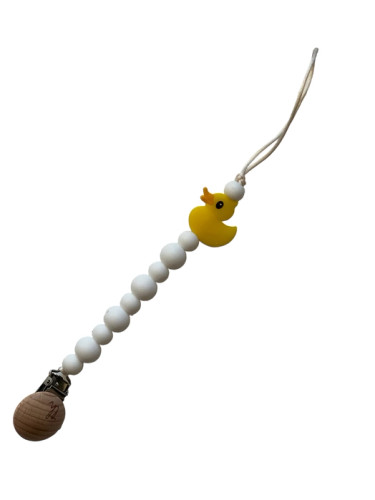 Ducky Pacifier Toy Clip & Teether | Yellow | Three Hearts