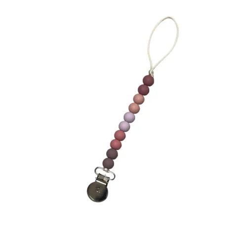 Molly Petite Pacifier/Toy Clip | Mauve | Three Hearts